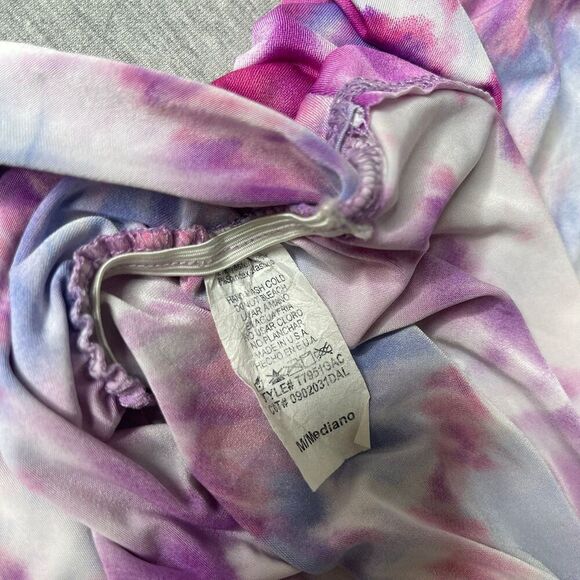 GUESS Women’s Tie-Dye Open Back Knotted Racerback Padded Plunge Top - Picture 6 of 12